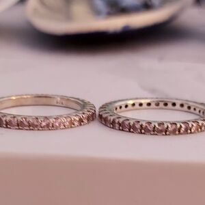 🩷🩷🩷 Two Silver (925) Pink Saphire Eternity Bands